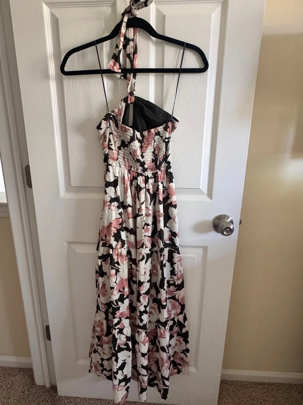 Abercrombie & Fitch Petite Pink Green Floral Halter Maxi Dress Linen NWOT XSP